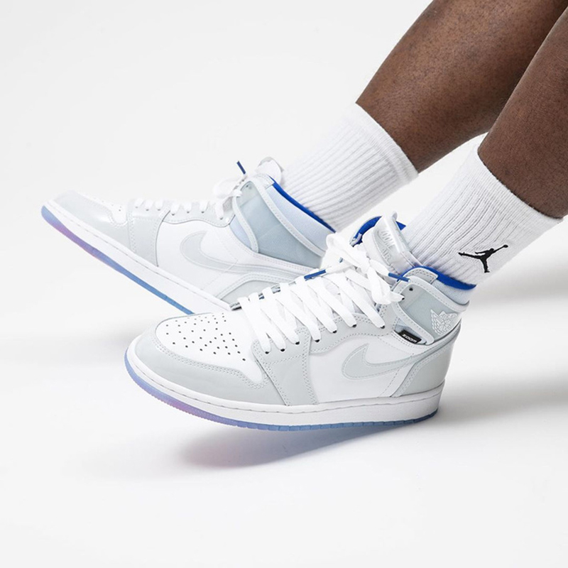 air jordan 1 high zoom air 男款 racer blue aj1 白蓝漆皮 "小dior