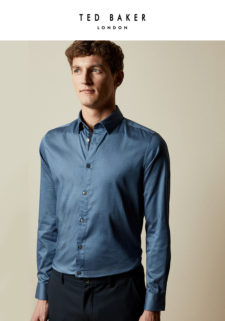 baker/ted baker男士长袖衬衫/2020春夏新品 男士优雅商务暗纹衬衫