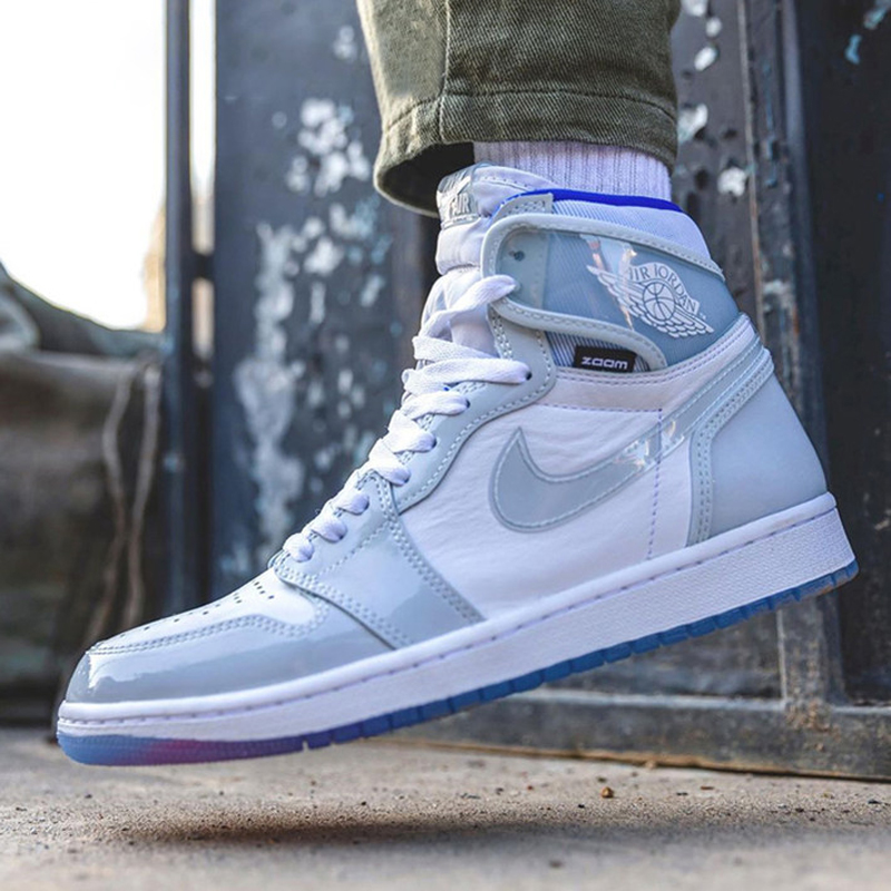 air jordan 1 high zoom air 男款 racer blue aj1 白蓝漆皮 "小dior