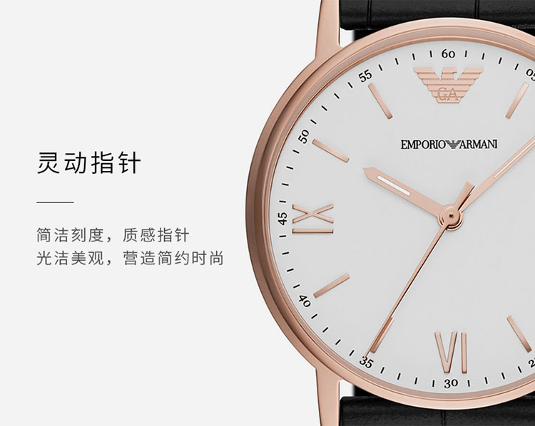 Emporio Armani/安普里奥阿玛尼 阿玛尼情侣款对表经典皮革表带石英手表 AR80015