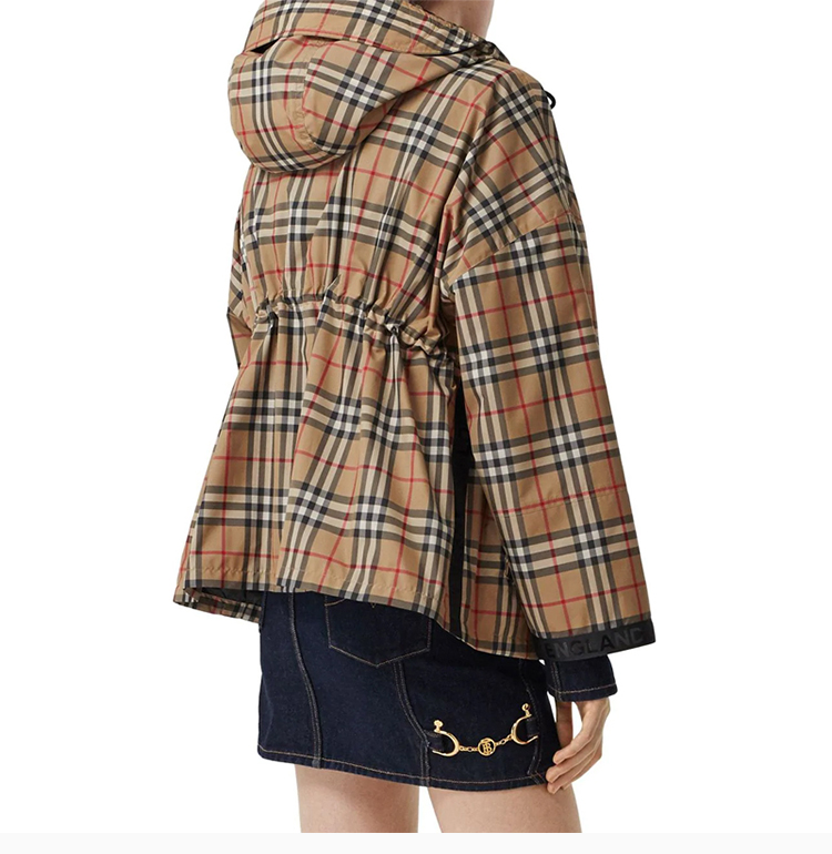 burberry/博柏利 女装 服装 黄色经典格纹连帽衫外套 女士夹克