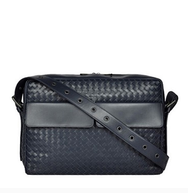 bottega veneta/葆蝶家 男士编织牛皮革单肩邮差包斜挎包