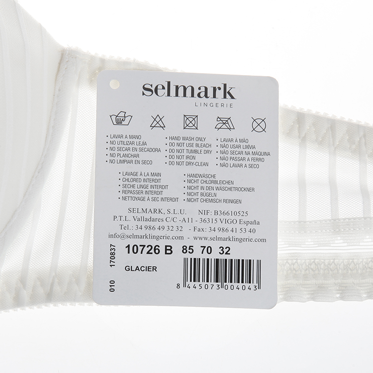 SELMARK/赛马可欧洲进口原产意大利环保面料可拆除肩带上薄下厚文胸女士文胸10726