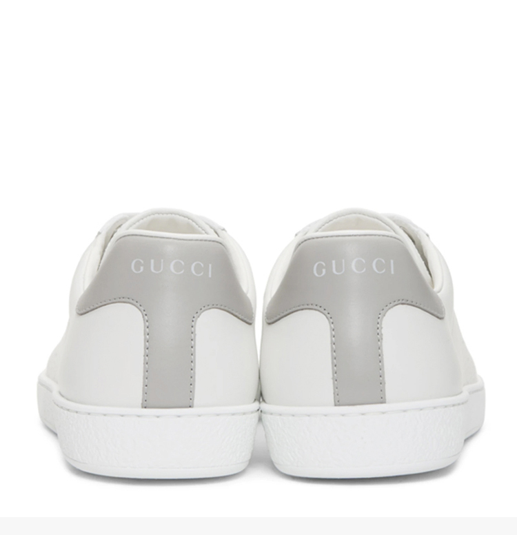 【瑕疵折扣】gucci/古驰【20春夏新款】ace系列 男士白色皮革时尚互扣