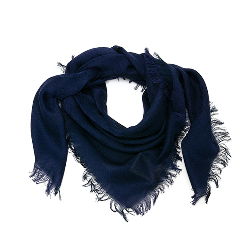 20秋冬 gucci/古驰 男女士gg monogram深蓝色围巾 4182224k1054100