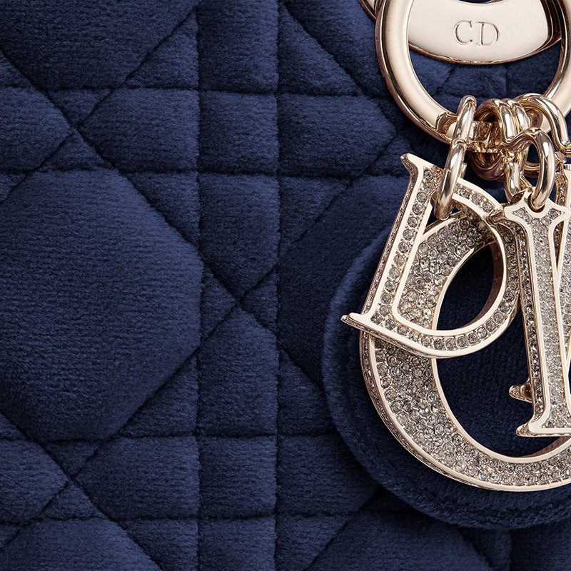 经典款lady dior系列 蓝色天鹅绒迷你单肩手提戴妃包m505soucg_m551