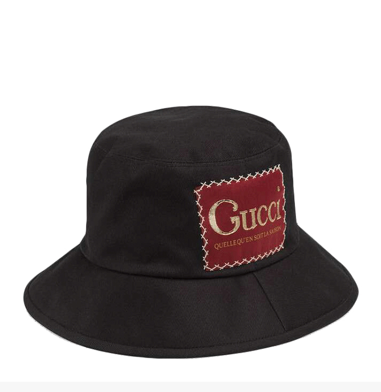 【gucci古驰 帽子】gucci/古驰 男女同款中性黑色粗斜纹棉质gucci标签