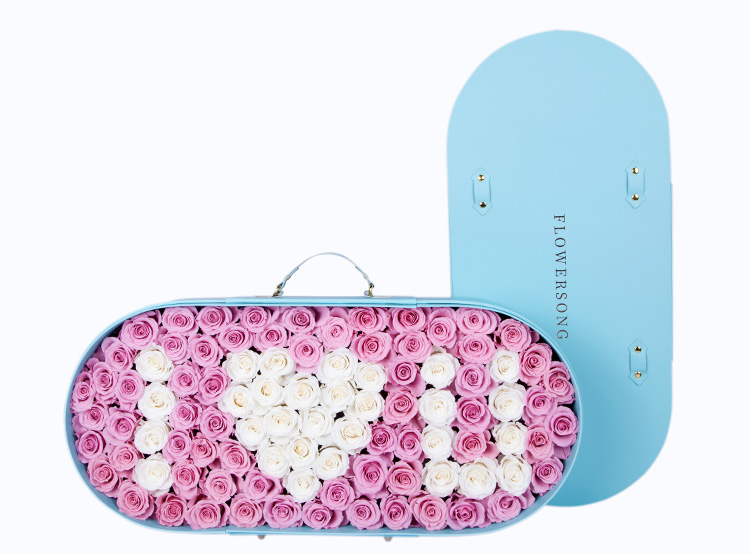 FLOWERSONG/「倾世之爱」爱的告白-豪华定制款皮盒,限量发售-进口粉紫色永生玫瑰花