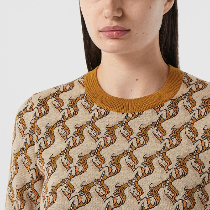 【包税】burberry/博柏利 2020春夏新款 独角兽美利奴羊毛混纺提花