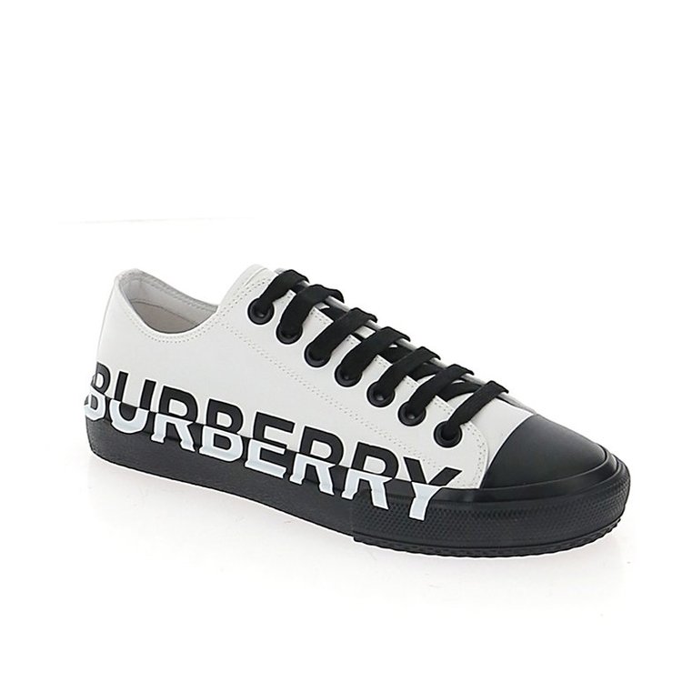burberry/博柏利 巴宝莉女鞋 女士字母印花白色皮质系带低帮休闲运动