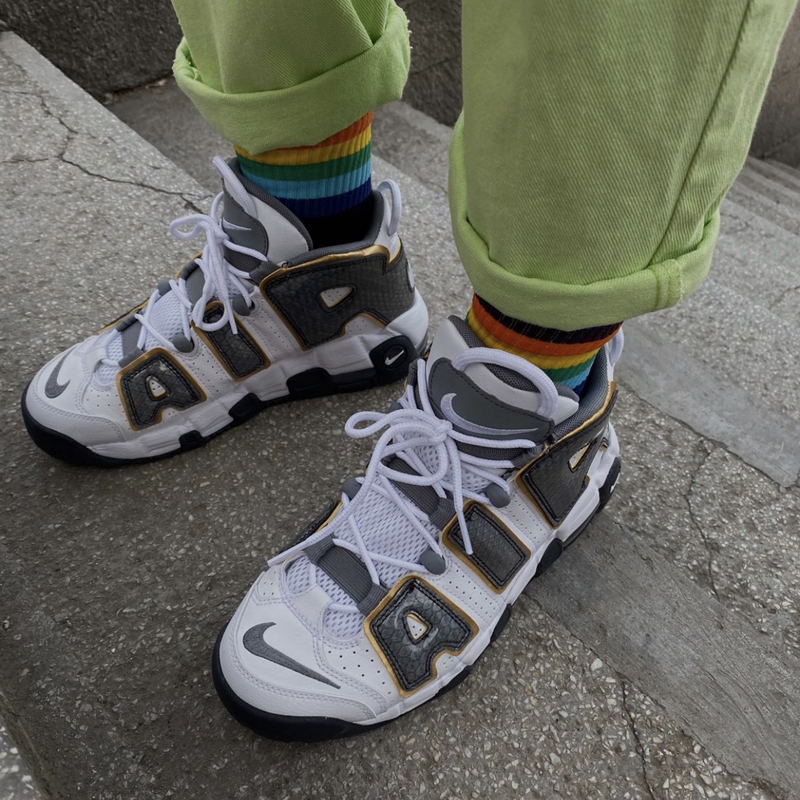 nike/耐克 air more uptempo 皮蓬 大air 灰白 蛇皮纹 女子篮球鞋