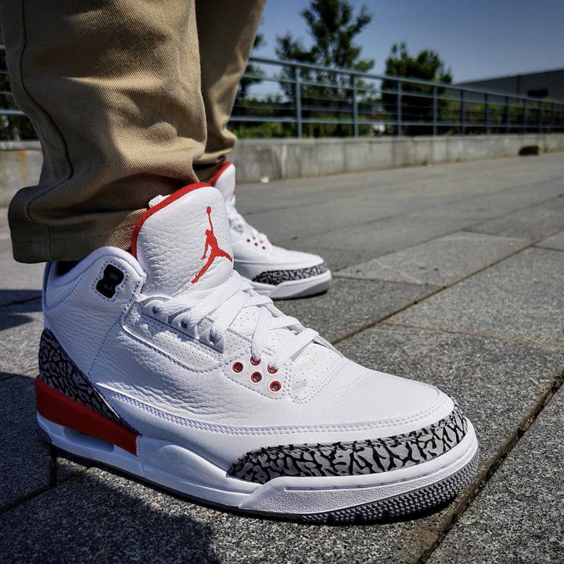 nike/耐克 air jordan 3 katrina 男女同款 aj3 白红水泥飓风 情侣
