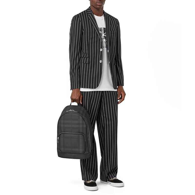 burberry/博柏利 背包london系列男女同款大号深炭灰色格纹尼龙背包