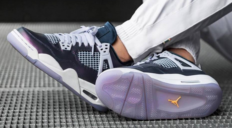 篮球鞋 2020新款air jordan 4 monsoon blue aj4 变色龙 电光紫 篮球