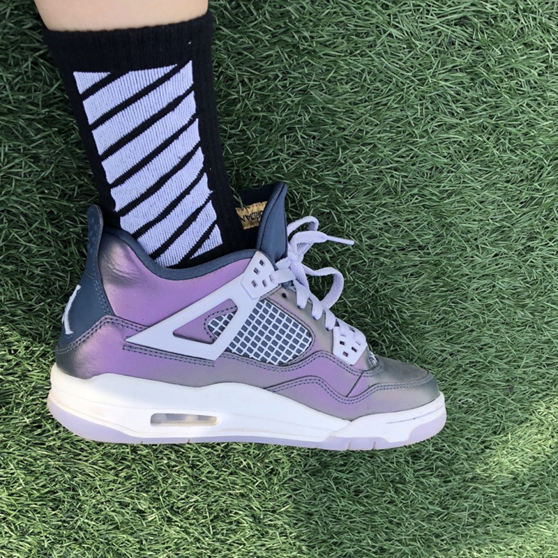 篮球鞋 2020新款air jordan 4 monsoon blue aj4 变色龙 电光紫 篮球