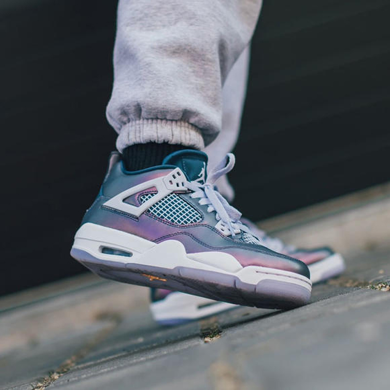 篮球鞋 2020新款air jordan 4 monsoon blue aj4 变色龙 电光紫 篮球