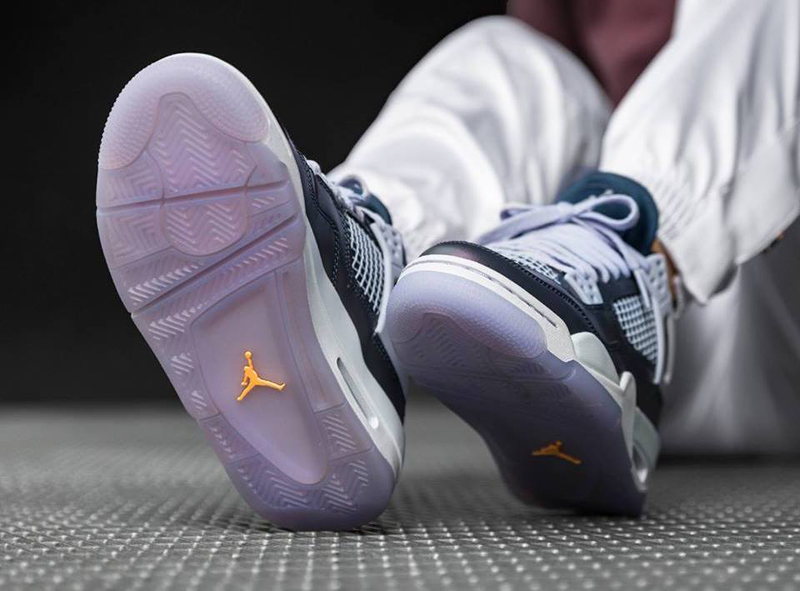 篮球鞋 2020新款air jordan 4 monsoon blue aj4 变色龙 电光紫 篮球