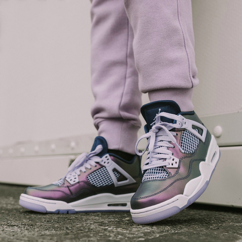 篮球鞋 2020新款air jordan 4 monsoon blue aj4 变色龙 电光紫 篮球