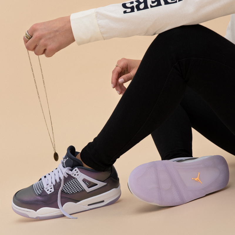 篮球鞋 2020新款air jordan 4 monsoon blue aj4 变色龙 电光紫 篮球