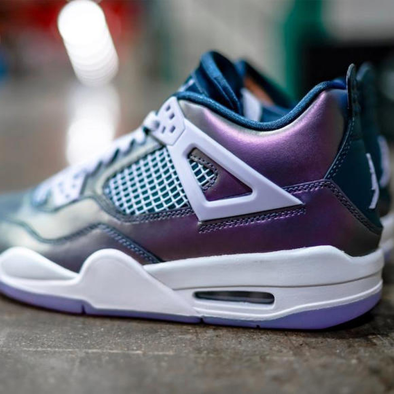 篮球鞋 2020新款air jordan 4 monsoon blue aj4 变色龙 电光紫 篮球