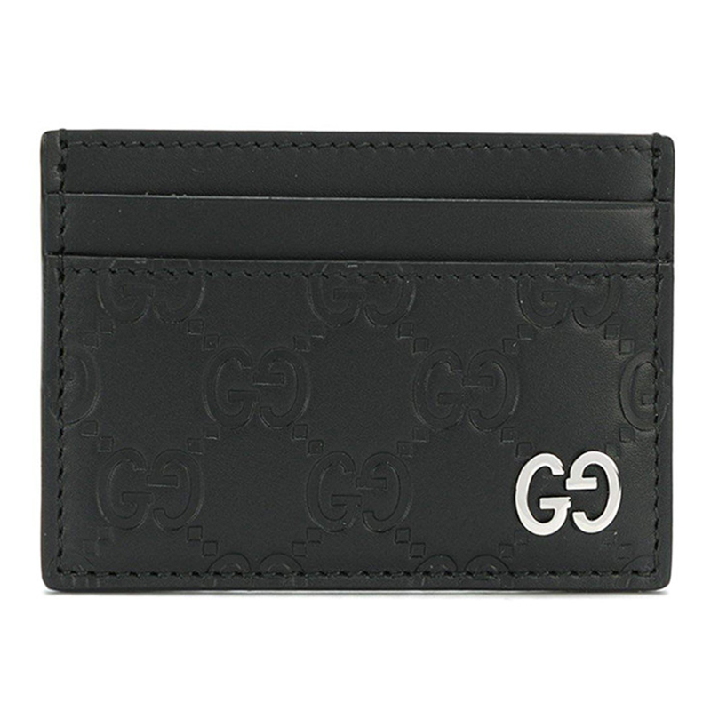 【gucci古驰 卡片夹】gucci/古驰 卡包经典款男士黑色字母压纹皮革
