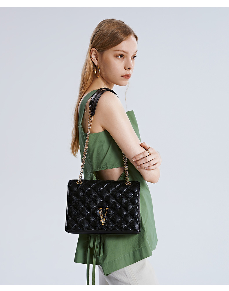 vanessa hogan/vanessa hogan vh包包女包牛皮时尚斜挎包链条单肩包油