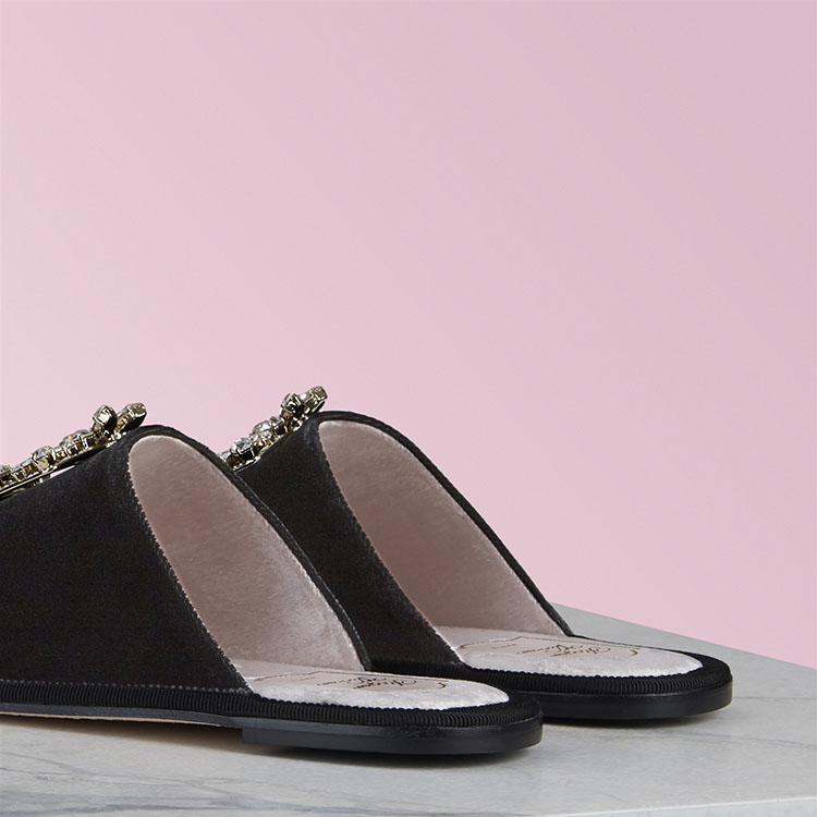 vivierbrochevivier凡尔赛钻扣天鹅绒穆勒鞋拖鞋rvw60429760cfeb999