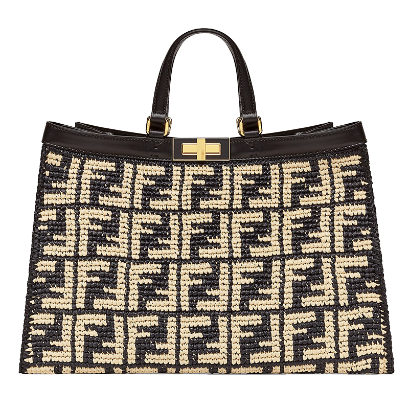 【包税】fendi/芬迪 2020秋冬新款peekaboo x-tote系列 黑色镶嵌米色