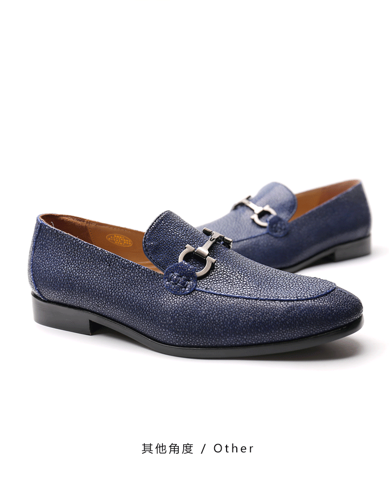 【新品】urok珍珠鱼皮男士休闲乐福鞋 手工真皮男鞋