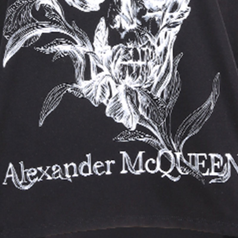 alexander mcqueen/亚历山大麦昆 花卉骷髅头 品牌字母logo印花 女士