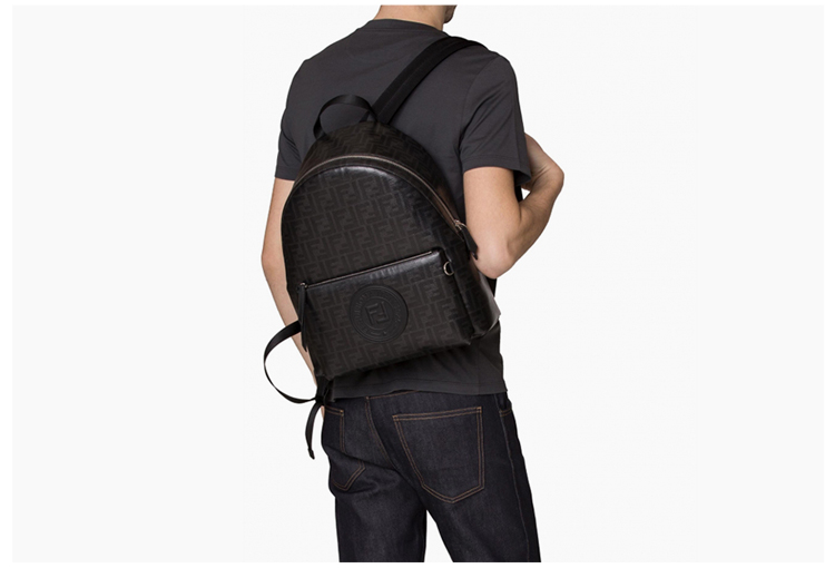 fendi/芬迪 背包经典男士黑色ff字母标识时尚背包双肩包 7vz042 a5k4