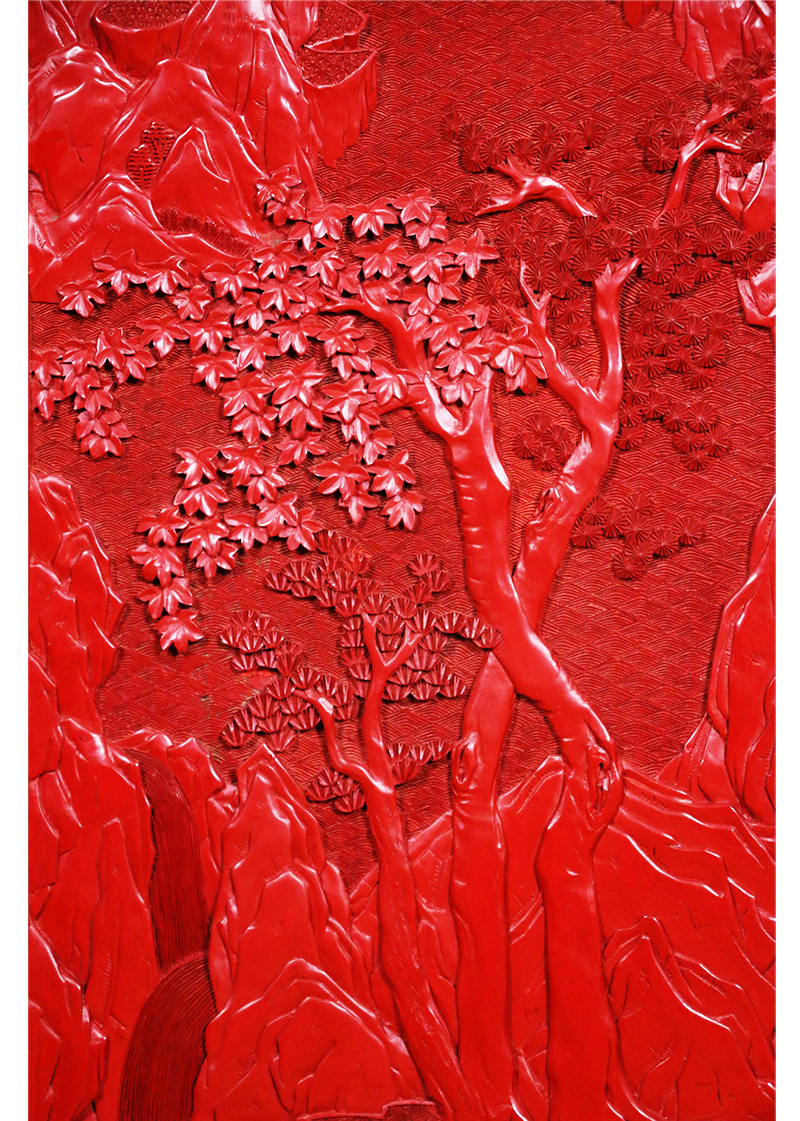 中艺盛嘉 中艺堂收藏品 杨之新 雕漆 山水四条屏【北京同城闪送】