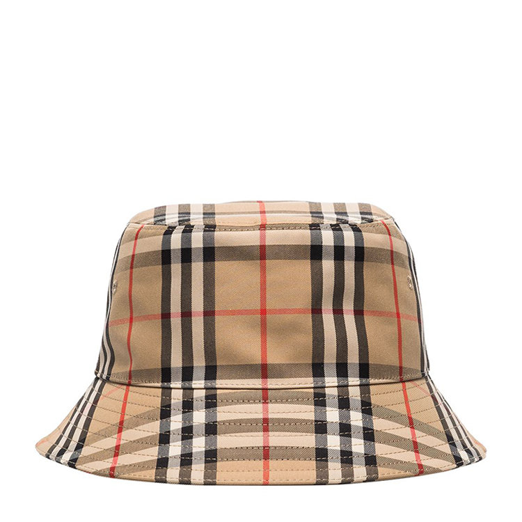 burberry/博柏利 巴宝莉渔夫帽 女士经典格纹米色棉质帽子 80269271