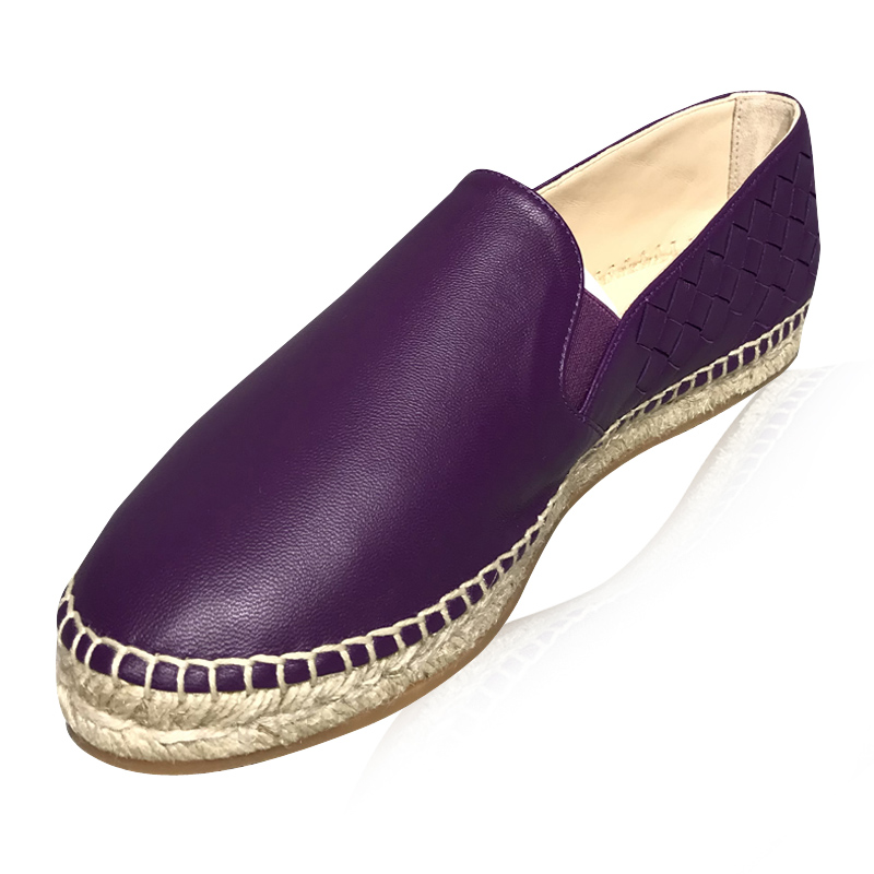 【爆款主推国内现货】bottega veneta/葆蝶家 女士紫色牛皮编织平底鞋