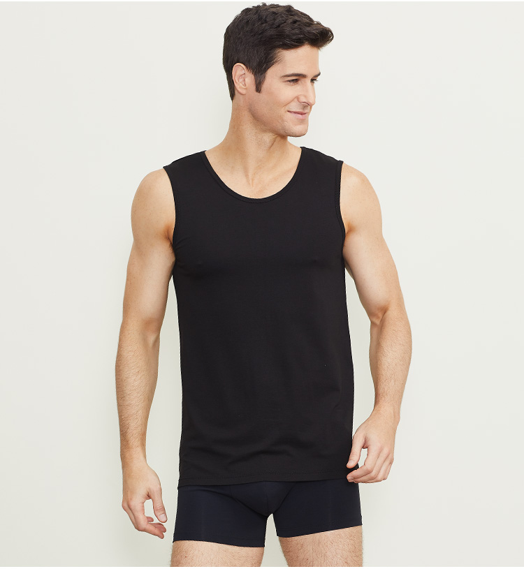 tinsino/纤丝鸟 男士背心春夏圆领竹棉亲肤透气休闲运动潮男背心单条