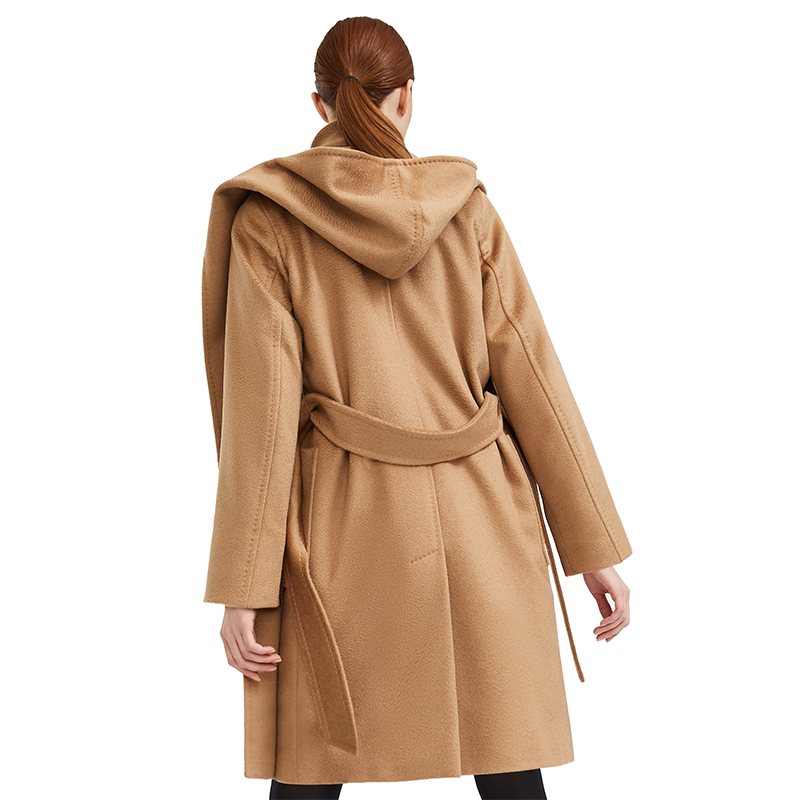 【包税】maxmara/麦丝玛拉 经典款rialto系列女士驼色骆驼毛连帽大衣