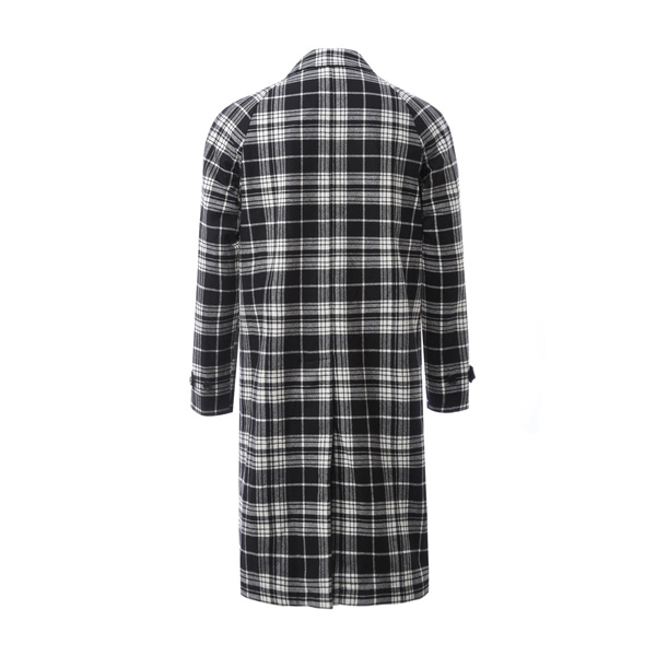 burberry/博柏利 黑/黑白格纹双面男士大衣 中长款大衣 男士外套 瑕疵