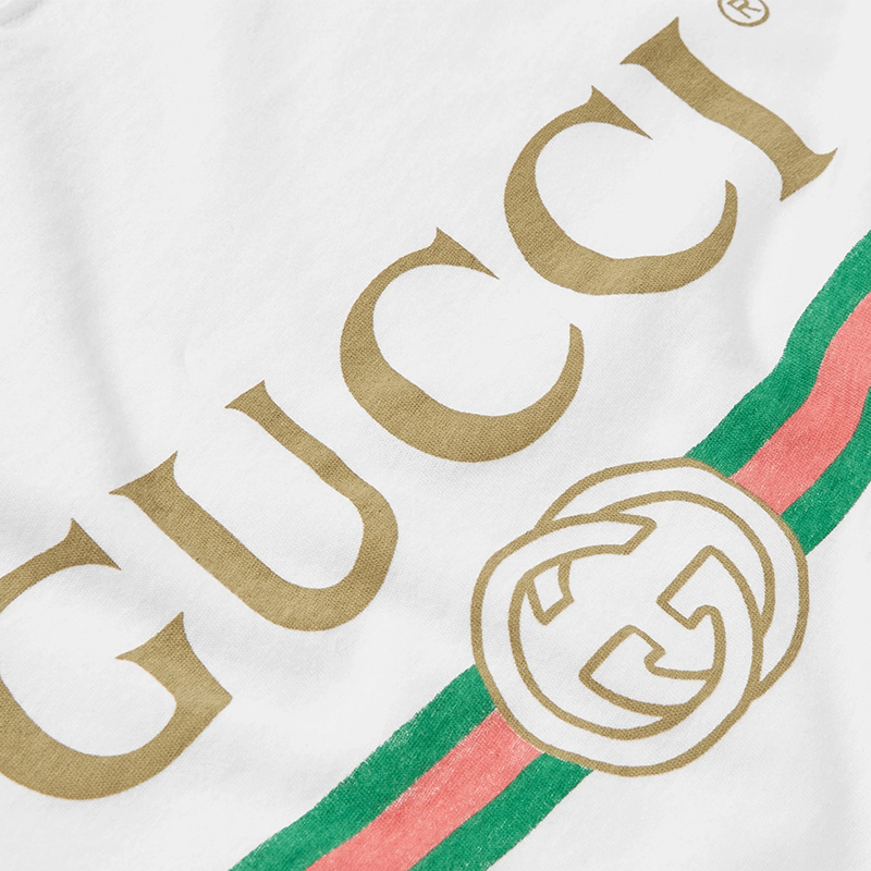 gucci/古驰 男士黑色 白色印花字母logo短袖t恤 440103x3f05
