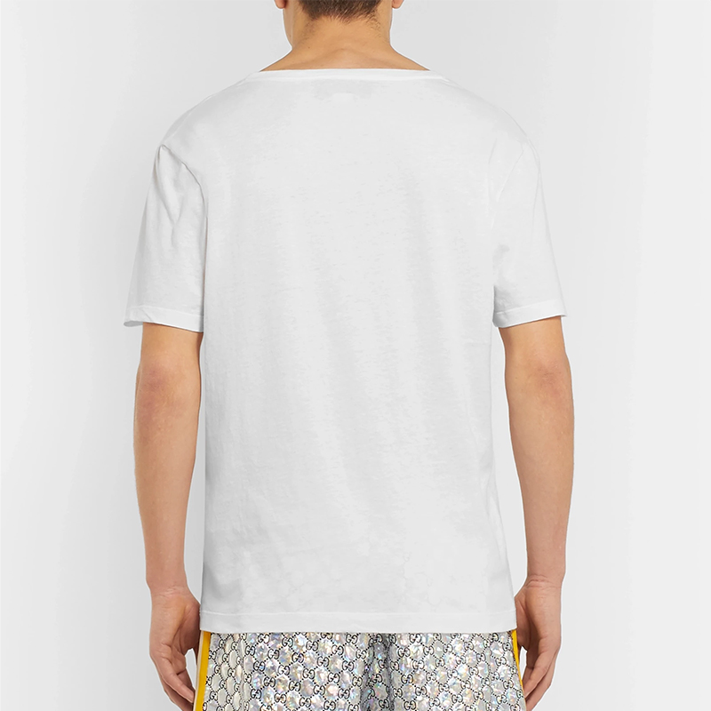 gucci/古驰 男士黑色 白色印花字母logo短袖t恤 440103x3f05