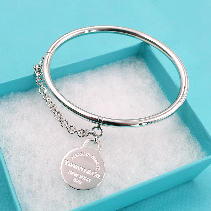 蒂芙尼女士925银精美圆形银牌手链手镯352434961【正品 价格 图片】