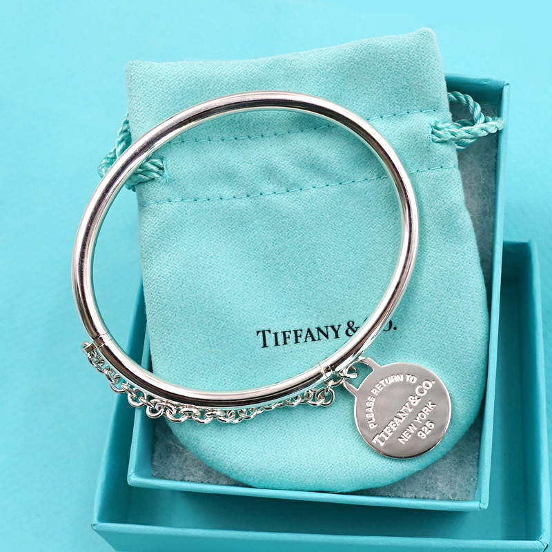 蒂芙尼女士925银精美圆形银牌手链手镯352434961【正品 价格 图片】