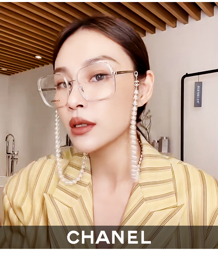 chanel/香奈儿 新款 珍珠链条 香奈儿眼镜框 chanel时尚平光近视方框