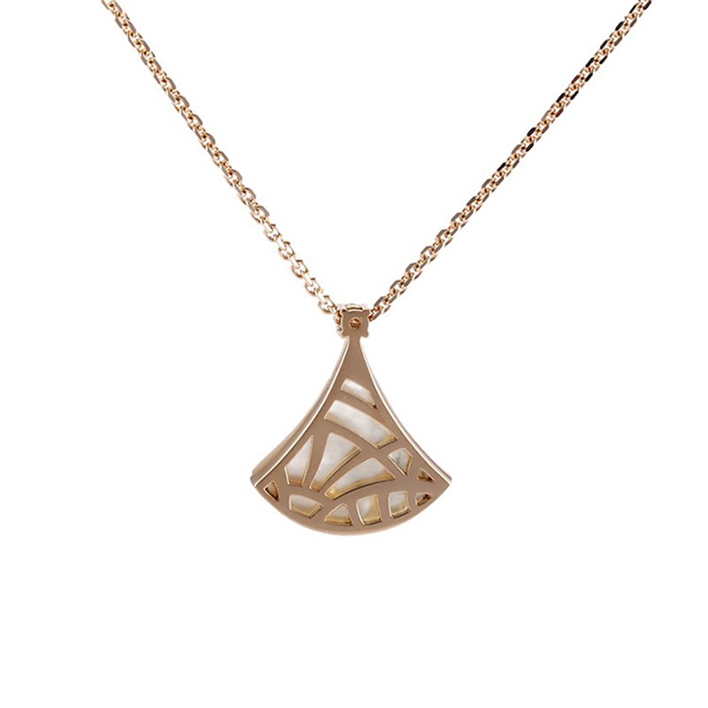 dream系列 cl857185 350581 扇形图案 珍珠贝母 镶嵌钻石小号扇子项链