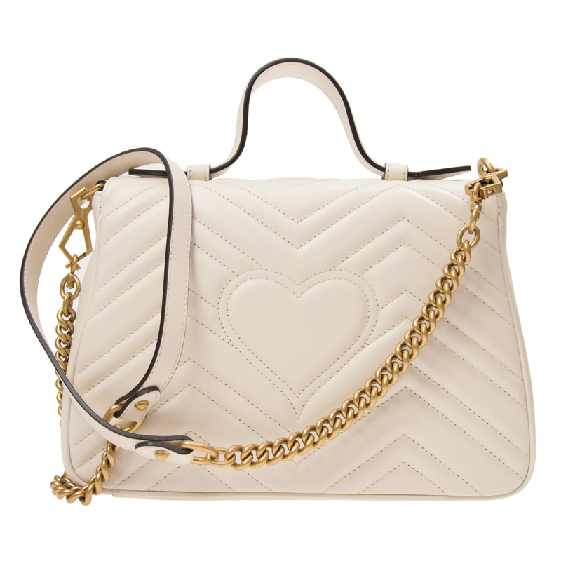 【20秋冬】gucci/古驰 女士白色双glogo绗缝单肩斜挎包498110dtd1t