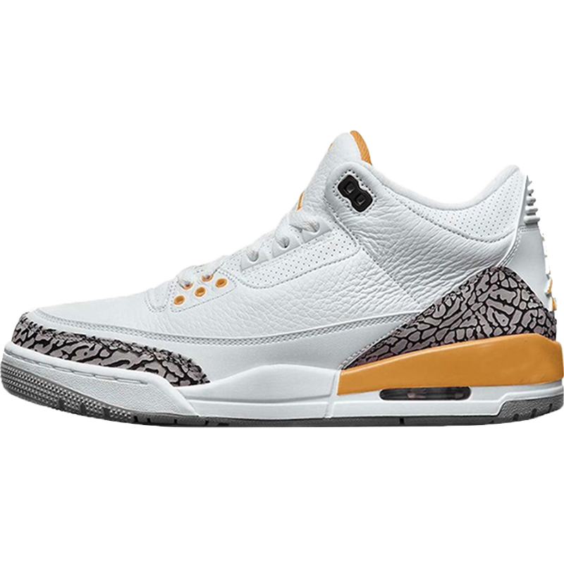 nike/耐克 air jordan 3 aj3 女款 白橙 小湖人 爆裂纹 中帮 运动休闲