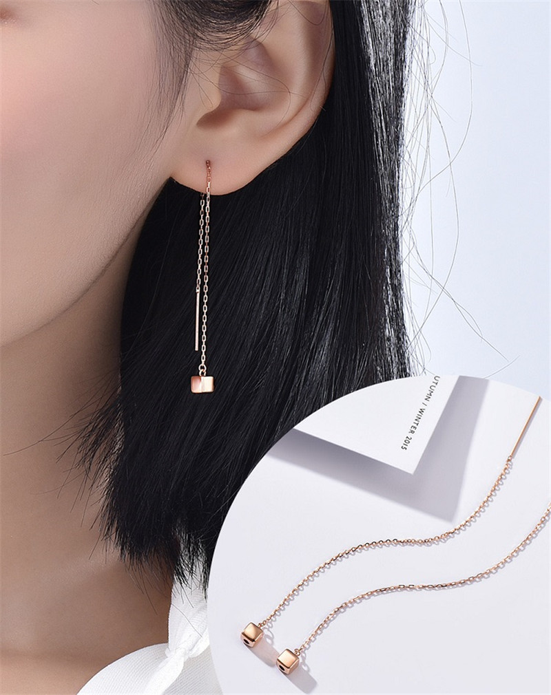 enzo/enzo 珠宝 时尚k金系列 方形18k金耳饰耳线耳环女(单只不含耳壁)