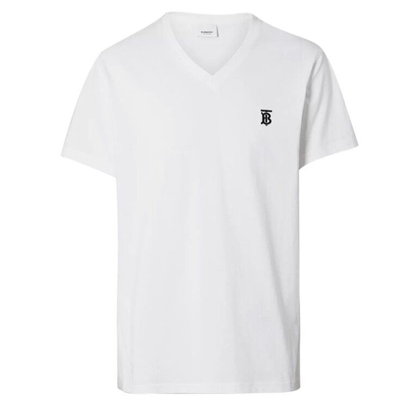 burberry/博柏利 男装短袖monogram系列男士黑色绣标logo标识棉质短袖