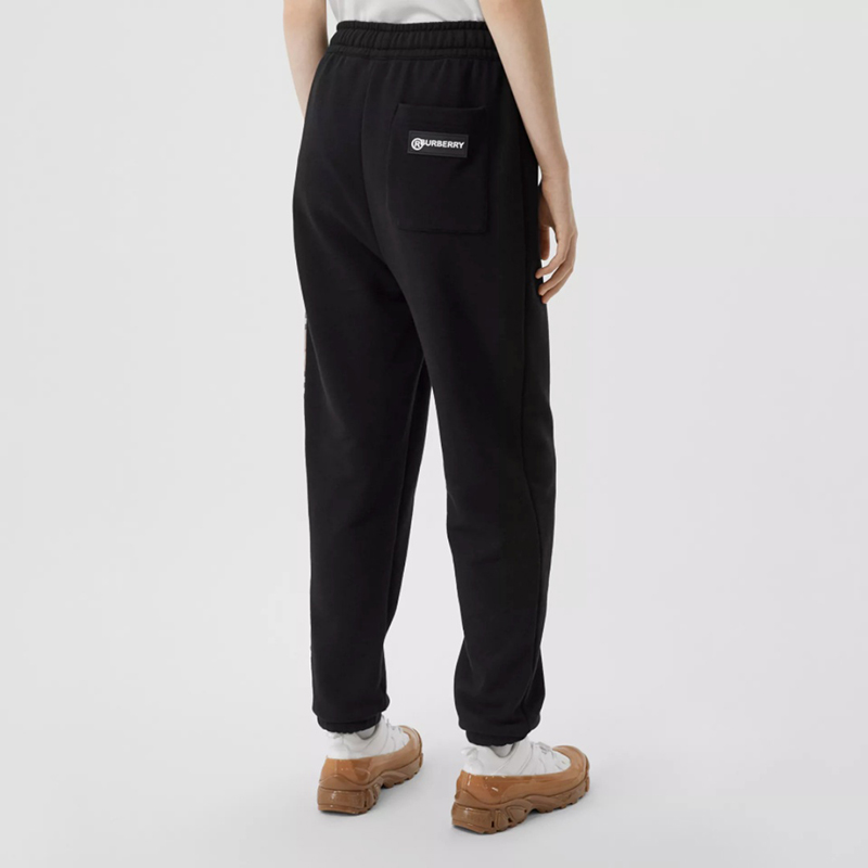 burberry/博柏利 黑色侧边格纹字母运动裤 8024541