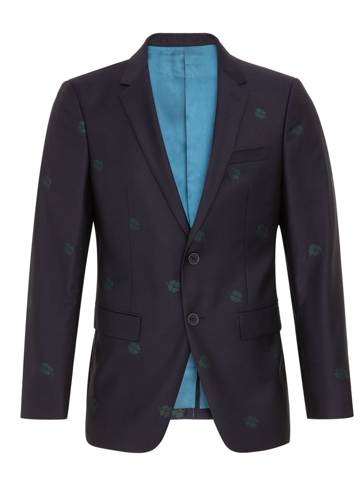 独特的四叶草图案年轻时尚男士西服
