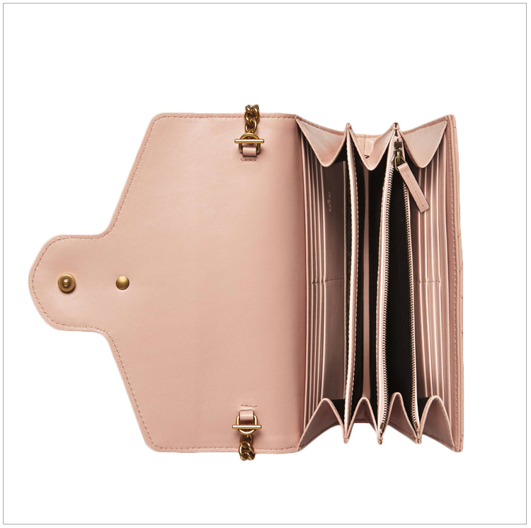 gucci/古驰 ggmarmont系列女士粉色牛皮gg翻盖链条包单肩包斜挎包信封